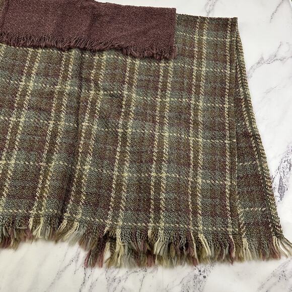 Boyne Valley Weavers Poncho Sweater Shawl One Size Green Purple Plaid Layered - Picture 12 of 14